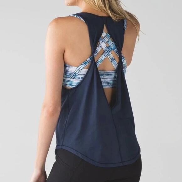 Lululemon Ready & Go Tank Inkwell Blue / Blurry Belle Multi Size 4 - Picture 1 of 12